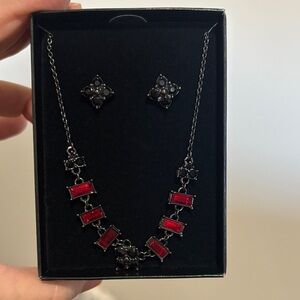 Avon Red and Black Jewelry Set